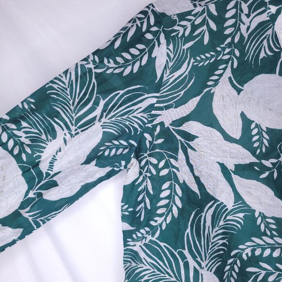 Sezane Pierro Shirt 36 Green Foilage Printed Cotton Silk Blend - Picture 3 of 11